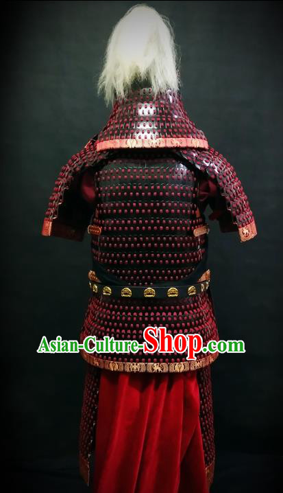 Traditional Chinese Tang Dynasty General Body Armor Ancient Cavalry Warrior Costumes and Helmet Full Set