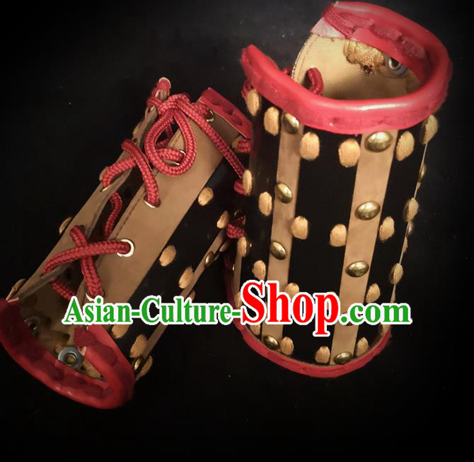 Traditional Chinese Song Dynasty Infantry Warrior Wrist Guard Wristband Armor Ancient Soldier Leather Wristlets for Men