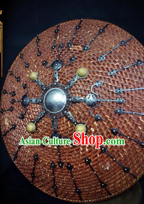 Traditional Chinese Ming Dynasty Infantry Iron Shield Ancient Warrior Soldier Protect Accessories for Men