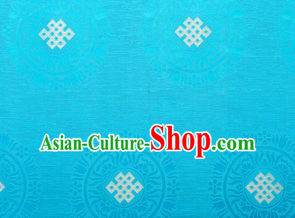 Asian Chinese Traditional Auspicious Pattern Design Light Blue Brocade Tang Suit Silk Fabric Tapestry Material DIY Satin Damask