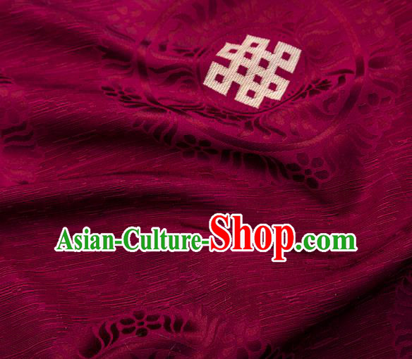 Asian Chinese Traditional Auspicious Pattern Design Wine Red Brocade Tang Suit Silk Fabric Tapestry Material DIY Satin Damask