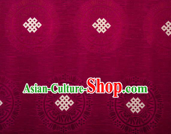 Asian Chinese Traditional Auspicious Pattern Design Wine Red Brocade Tang Suit Silk Fabric Tapestry Material DIY Satin Damask
