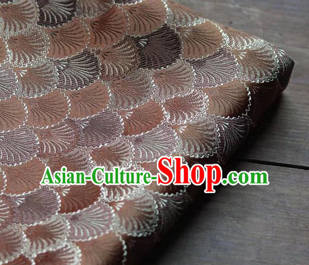 Asian Chinese Traditional Scales Pattern Design Brown Brocade Silk Fabric Tapestry Material DIY Mongolian Robe Satin Damask