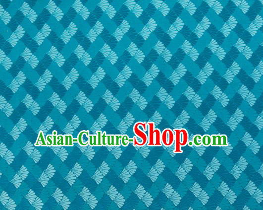 Chinese Traditional Shell Pattern Design Blue Brocade Silk Fabric Tapestry Material Asian DIY Hanfu Dress Satin Damask