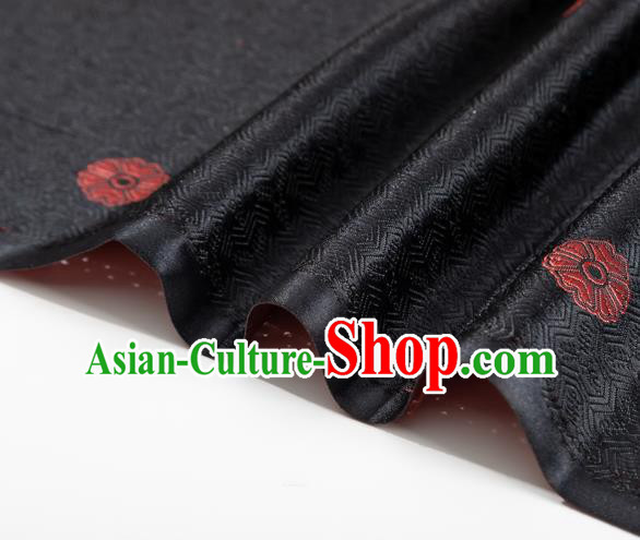 Chinese Traditional Classical Pattern Design Black Brocade Silk Fabric Tapestry Material Asian DIY Tibetan Robe Satin Damask