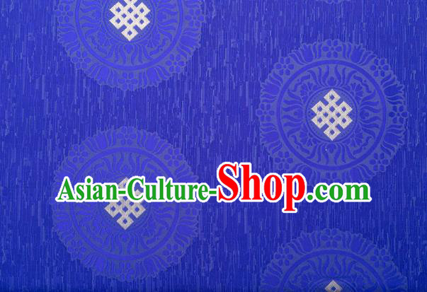 Asian Chinese Traditional Auspicious Pattern Design Royalblue Brocade Tang Suit Silk Fabric Tapestry Material DIY Satin Damask