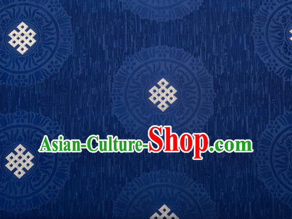 Asian Chinese Traditional Auspicious Pattern Design Navy Blue Brocade Tang Suit Silk Fabric Tapestry Material DIY Satin Damask