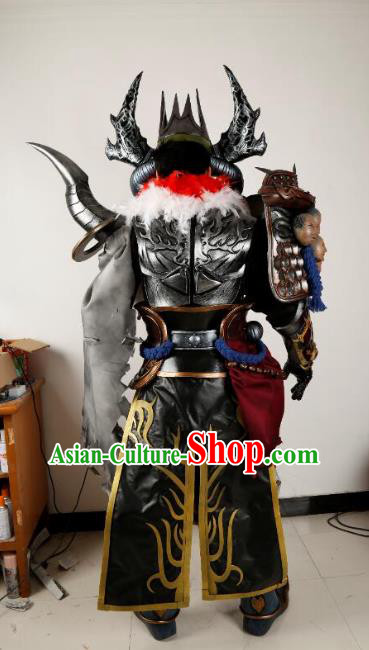 Traditional Chinese Cosplay General Body Armor Outfits Ancient Film Military Officer Armour Costumes and Helmet and Boots for Men