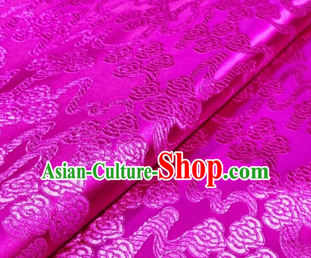 Asian Chinese Traditional Auspicious Clouds Pattern Design Rosy Brocade Silk Fabric Tang Suit Tapestry Imperial Robe Material