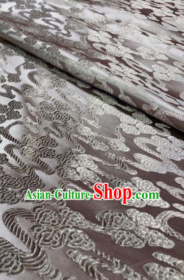Asian Chinese Traditional Auspicious Clouds Pattern Design Gray Brocade Silk Fabric Tang Suit Tapestry Imperial Robe Material
