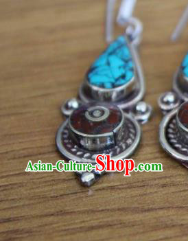 Chinese Traditional Tibetan Nationality Retro Ear Accessories Handmade Eardrop Decoration Zang Ethnic Folk Dance Earrings for Women