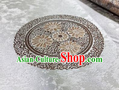 Gray Asian Chinese Traditional Chrysanthemum Pattern Design Nanjing Brocade Silk Fabric Tang Suit Tapestry Satin Material