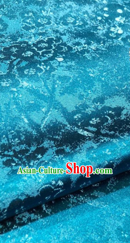 Blue Asian Chinese Traditional Chrysanthemum Pattern Design Nanjing Brocade Silk Fabric Tang Suit Tapestry Satin Material