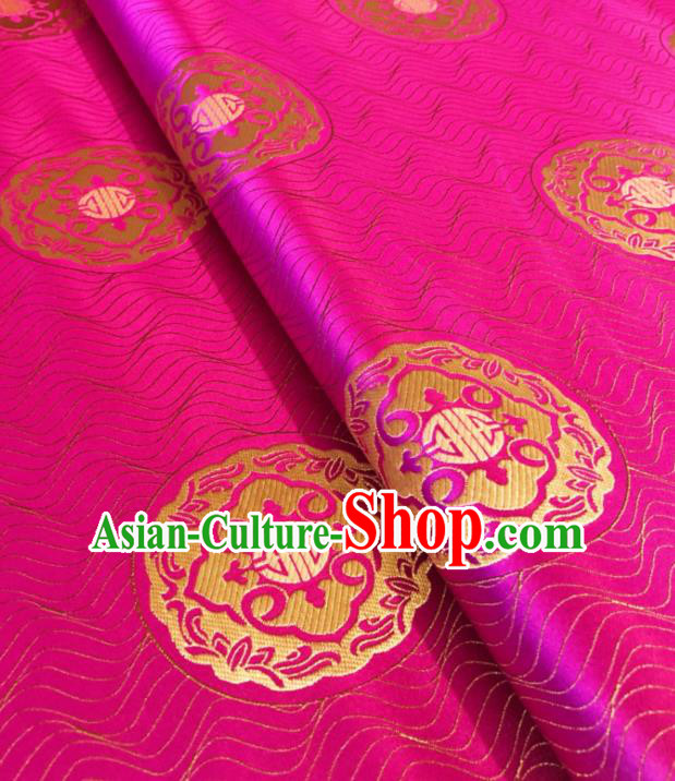 Asian Chinese Traditional Lucky Pattern Design Rosy Brocade Silk Fabric Tang Suit Tapestry Satin Material Damask