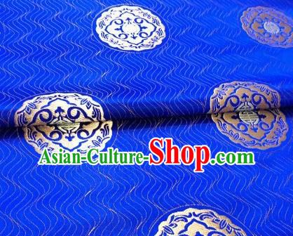 Asian Chinese Traditional Lucky Pattern Design Royalblue Brocade Silk Fabric Tang Suit Tapestry Satin Material Damask