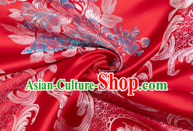 Chinese Classical Pattern Design Red Brocade Silk Fabric Tapestry Material Asian Traditional DIY Tang Suit Satin Damask