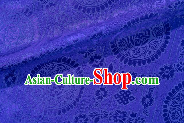 Chinese Classical Lucky Pattern Design Royalblue Brocade Silk Fabric Tapestry Material Asian Traditional DIY Tibetan Robe Satin Damask