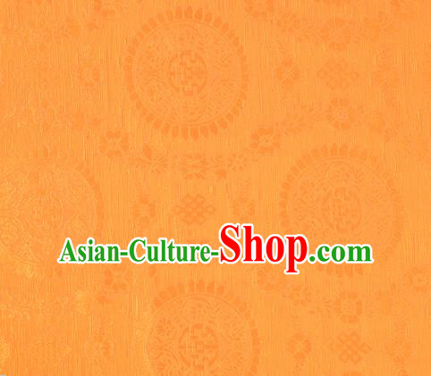 Chinese Classical Lucky Pattern Design Orange Brocade Silk Fabric Tapestry Material Asian Traditional DIY Tibetan Robe Satin Damask