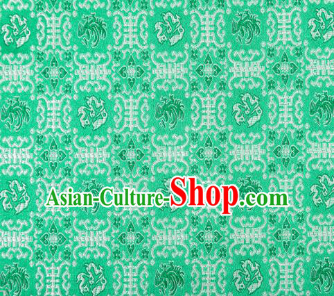 Chinese Classical Monster Pattern Design Green Brocade Silk Fabric Tapestry Material Asian Traditional DIY Qipao Dress Satin Damask