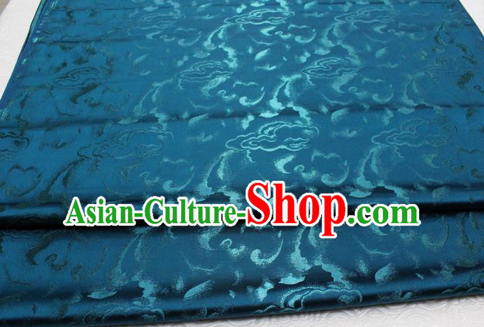 Chinese Classical Cloud Pattern Design Teal Brocade Asian Traditional Tapestry Material DIY Satin Damask Dress Silk Fabric