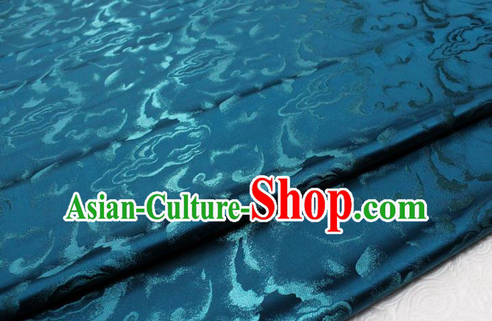 Chinese Classical Cloud Pattern Design Teal Brocade Asian Traditional Tapestry Material DIY Satin Damask Dress Silk Fabric