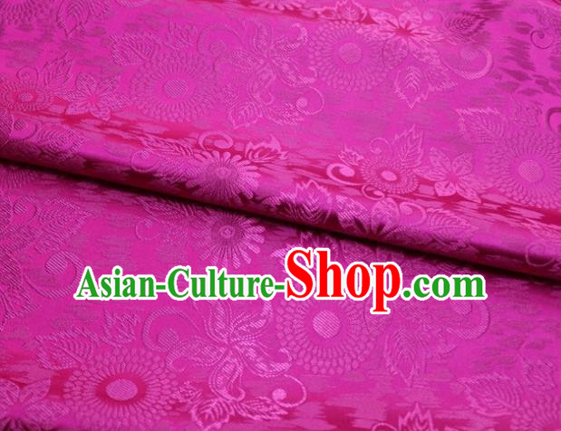Chinese Classical Sunflowers Pattern Design Rosy Brocade Silk Fabric Tapestry Material Asian Traditional DIY Mongolian Clothing Satin Damask