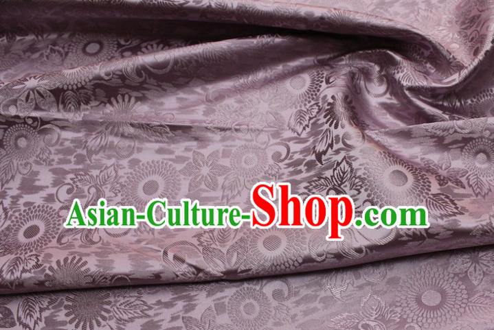 Chinese Classical Sunflowers Pattern Design Lilac Brocade Silk Fabric Tapestry Material Asian Traditional DIY Mongolian Clothing Satin Damask