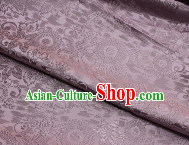 Chinese Classical Sunflowers Pattern Design Lilac Brocade Silk Fabric Tapestry Material Asian Traditional DIY Mongolian Clothing Satin Damask