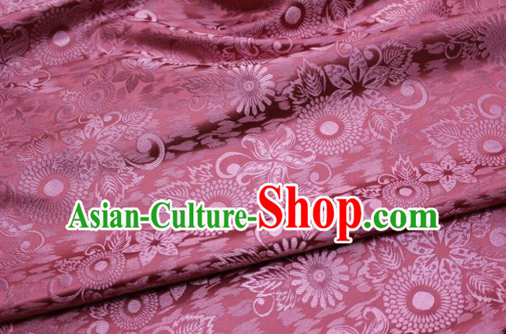 Chinese Classical Sunflowers Pattern Design Deep Pink Brocade Silk Fabric Tapestry Material Asian Traditional DIY Mongolian Clothing Satin Damask