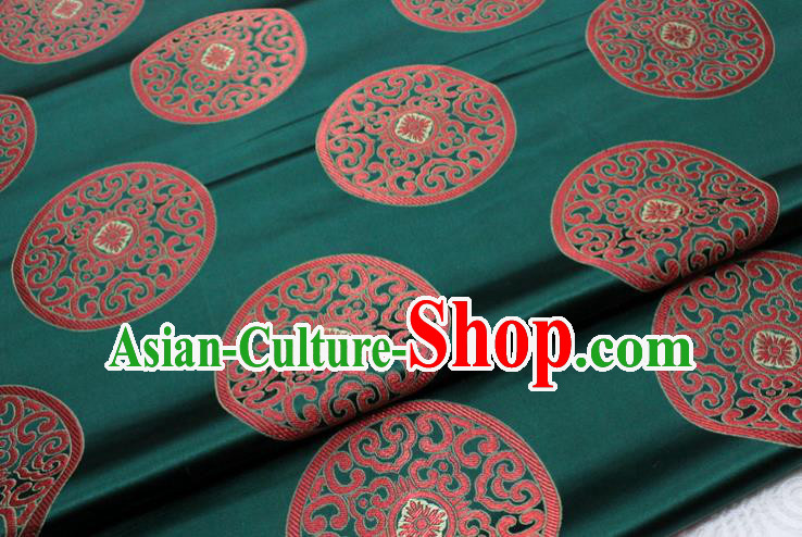 Chinese Tang Suit Classical Round Pattern Design Green Brocade Asian Traditional Tapestry Material DIY Satin Damask Mongolian Robe Silk Fabric