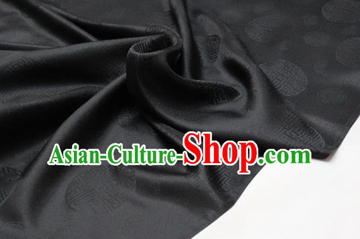 Chinese Classical Pattern Design Black Brocade Asian Traditional Tapestry Mongolian Robe Material DIY Satin Damask Silk Fabric