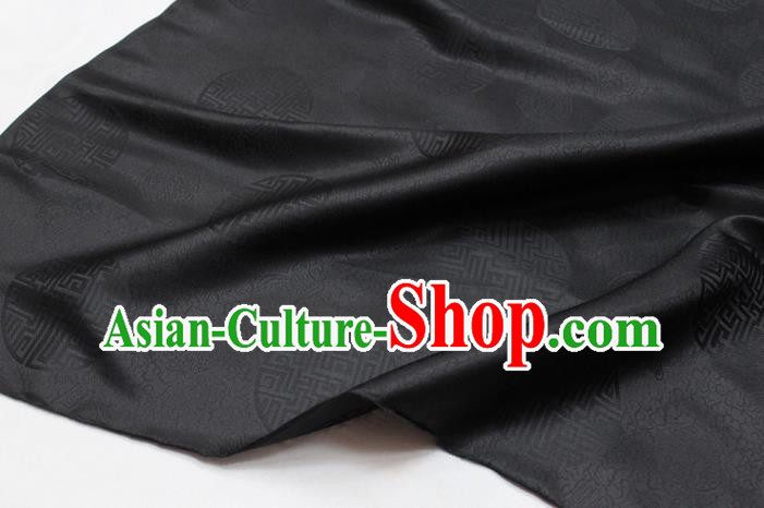 Chinese Classical Pattern Design Black Brocade Asian Traditional Tapestry Mongolian Robe Material DIY Satin Damask Silk Fabric