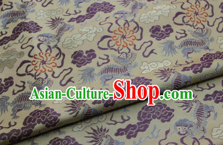 Chinese Classical Cloud Dragons Pattern Design Brocade Silk Fabric Satin Damask Asian Traditional DIY Mongolian Robe Tapestry Material
