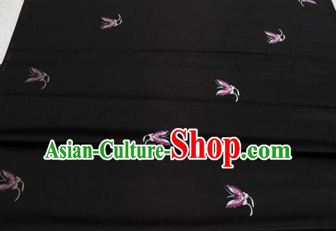 Chinese Classical Butterfly Dragons Pattern Design Black Brocade Silk Fabric DIY Satin Damask Asian Traditional Mongolian Robe Tapestry Material