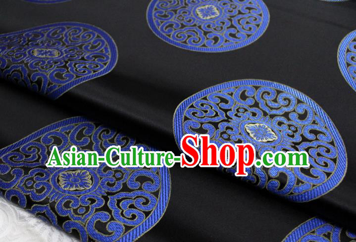 Chinese Tang Suit Classical Round Pattern Design Black Brocade Asian Traditional Tapestry Material DIY Satin Damask Mongolian Robe Silk Fabric