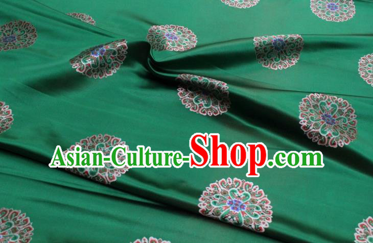Chinese Classical Lotus Pattern Design Green Brocade Buddhism Silk Fabric DIY Satin Damask Asian Traditional Tibetan Robe Tapestry Material