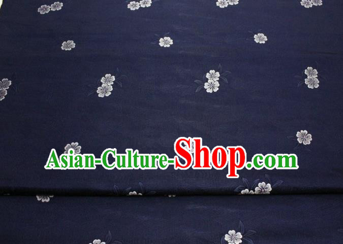 Chinese Classical Blossom Pattern Design Navy Brocade Silk Fabric DIY Satin Damask Asian Traditional Qipao Dress Tapestry Material