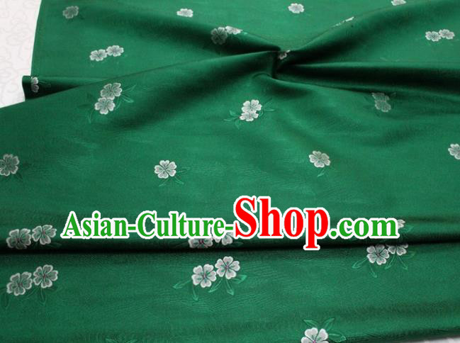 Chinese Classical Blossom Pattern Design Green Brocade Silk Fabric DIY Satin Damask Asian Traditional Qipao Dress Tapestry Material