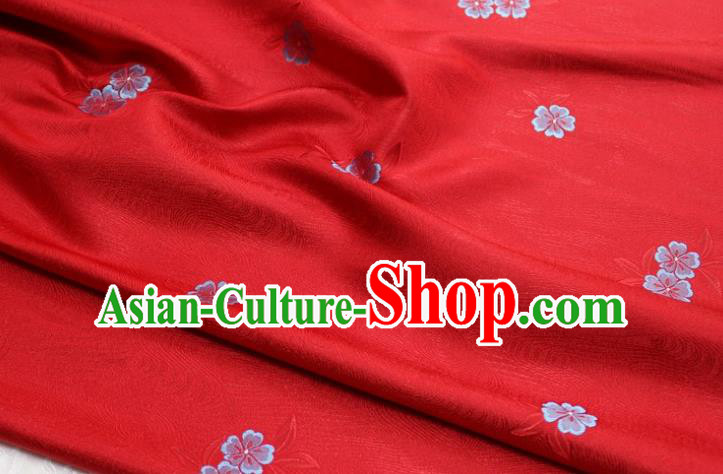 Chinese Classical Blossom Pattern Design Red Brocade Silk Fabric DIY Satin Damask Asian Traditional Qipao Dress Tapestry Material