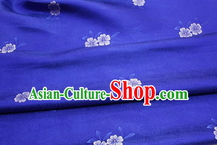 Chinese Classical Blossom Pattern Design Royalblue Brocade Silk Fabric DIY Satin Damask Asian Traditional Qipao Dress Tapestry Material