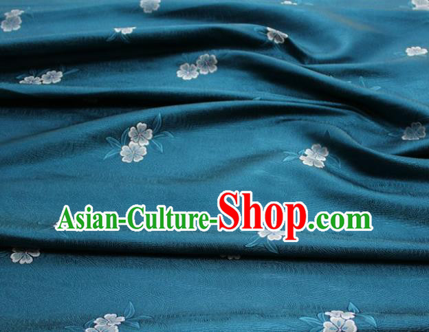 Chinese Classical Blossom Pattern Design Teal Brocade Silk Fabric DIY Satin Damask Asian Traditional Qipao Dress Tapestry Material