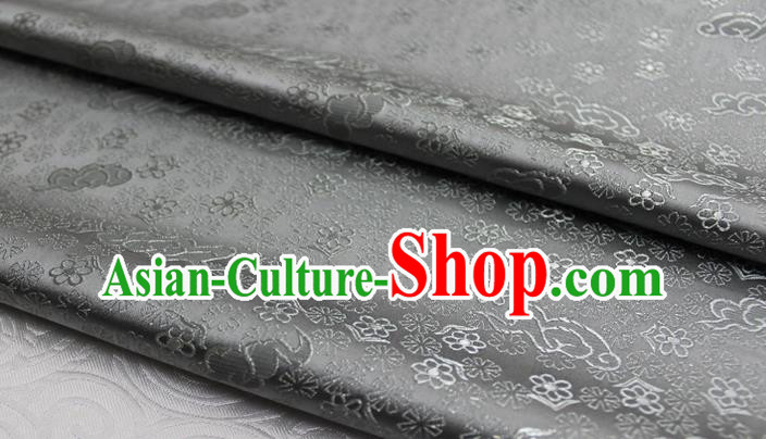 Chinese Classical Cloud Blossom Pattern Design Gray Brocade Mongolian Robe Asian Traditional Tapestry Material Silk Fabric DIY Satin Damask