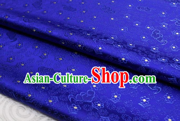 Chinese Classical Cloud Blossom Pattern Design Royalblue Brocade Mongolian Robe Asian Traditional Tapestry Material Silk Fabric DIY Satin Damask
