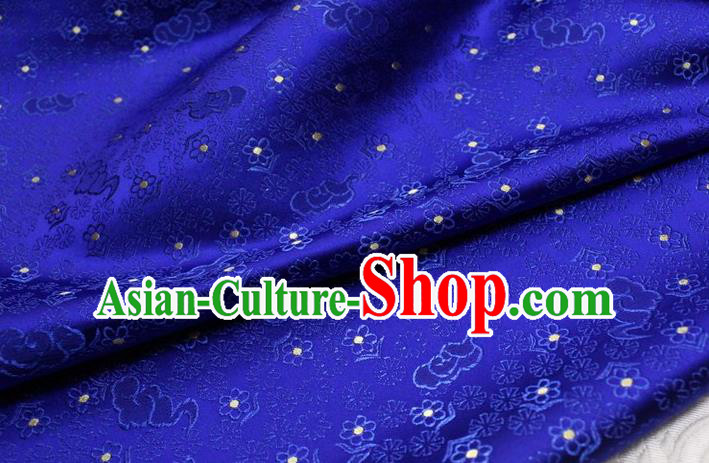 Chinese Classical Cloud Blossom Pattern Design Royalblue Brocade Mongolian Robe Asian Traditional Tapestry Material Silk Fabric DIY Satin Damask
