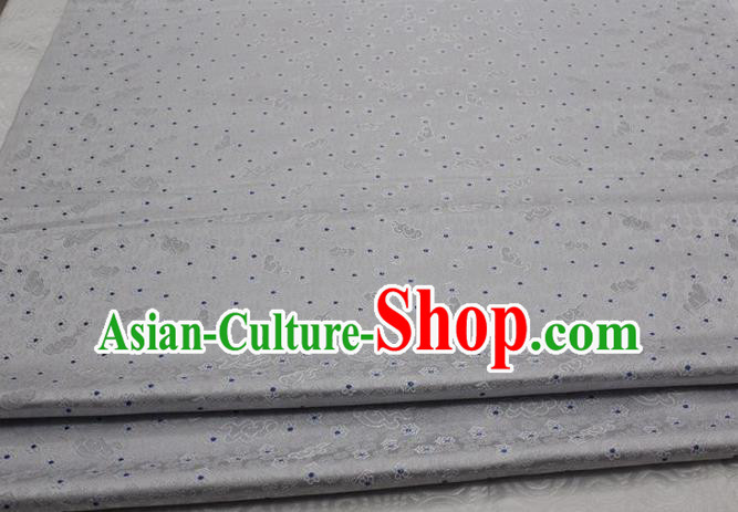 Chinese Classical Cloud Blossom Pattern Design White Brocade Mongolian Robe Asian Traditional Tapestry Material Silk Fabric DIY Satin Damask