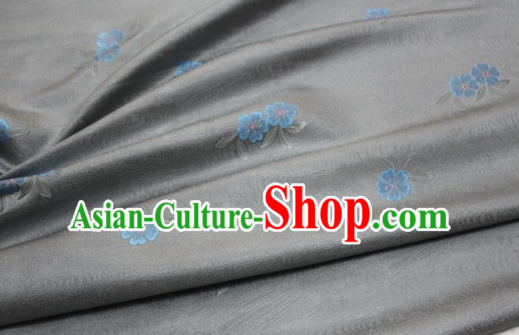 Chinese Classical Blossom Pattern Design Grey Brocade Silk Fabric DIY Satin Damask Asian Traditional Qipao Dress Tapestry Material