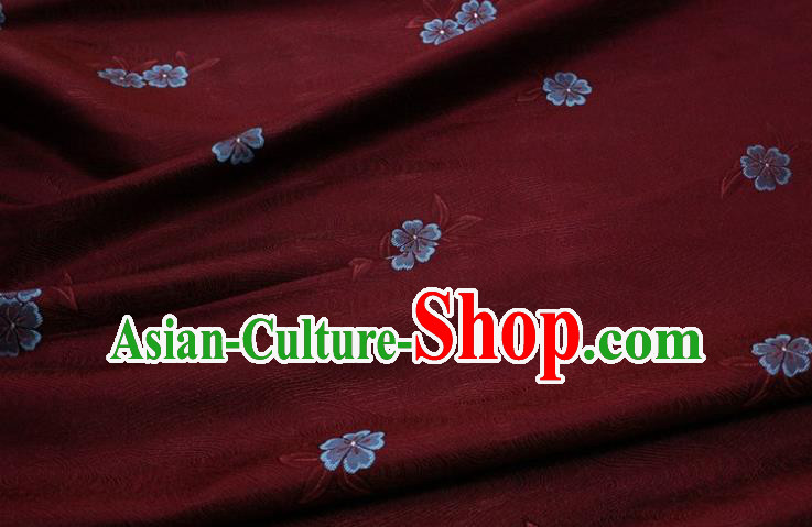 Chinese Classical Blossom Pattern Design Purplish Red Brocade Silk Fabric DIY Satin Damask Asian Traditional Qipao Dress Tapestry Material