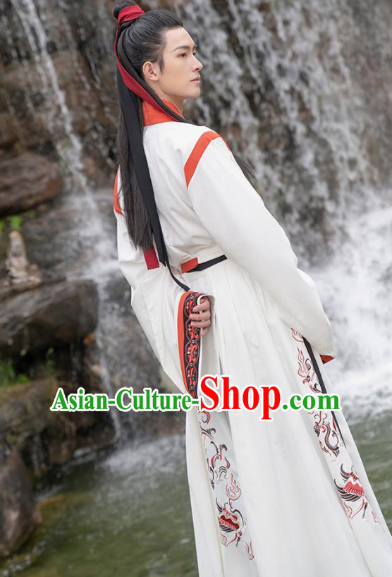 Traditional Chinese Jin Dynasty Scholar Hanfu Apparels Ancient Noble Childe Shirt and Skirt Historical Costumes Full Set for Men