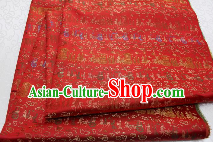Chinese Tang Suit Classical Gharry Pattern Design Red Nanjing Brocade Asian Traditional Tapestry Material DIY Satin Damask Silk Fabric