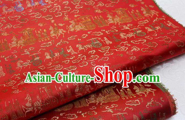 Chinese Tang Suit Classical Gharry Pattern Design Red Nanjing Brocade Asian Traditional Tapestry Material DIY Satin Damask Silk Fabric